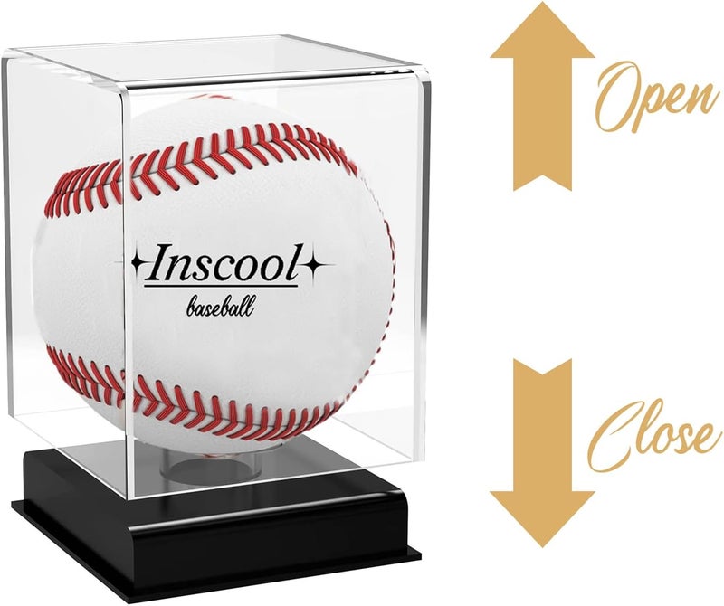 Inscool Acrylic Baseball Display Case, UV Protected Clear Display Cube, Memorabilia Baseball Case (Rounded Base) - Image 2